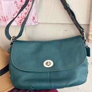 Coach  turnlock teal bag